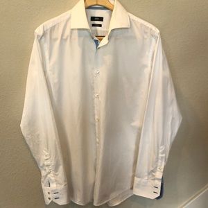 French cuff Boss white button down dress shirt